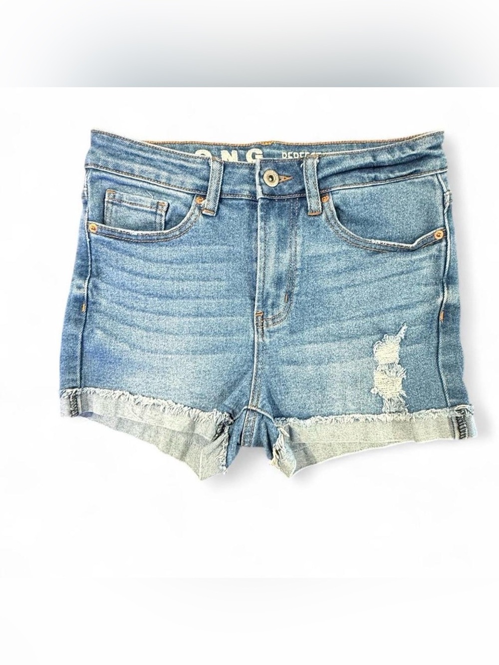 Light Blue Distressed Denim Jean Shorts - Women's